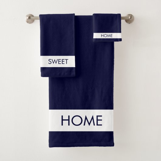 Zuhause Sweet Zuhause auf Navy Blue Bath Handtuch Badhandtuch Set (Insitu)