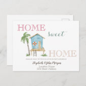 Zuhause Sweet Zuhause, Beach House Ankündigungspostkarte (Vorne/Hinten)