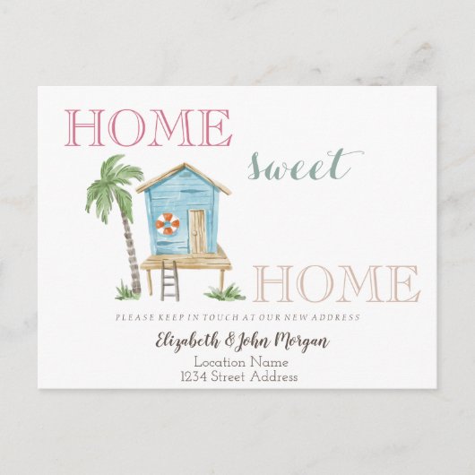 Zuhause Sweet Zuhause, Beach House Ankündigungspostkarte (Vorderseite)