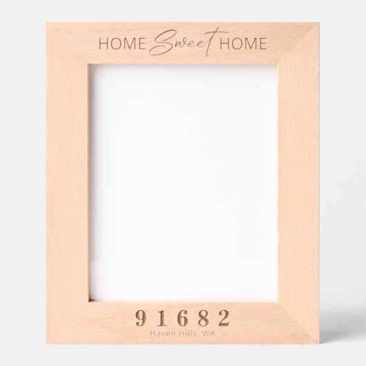 Zuhause Sweet Zuhause, benutzerdefinierter Zip-Cod Geätzte Rahmen (Vorderseite)