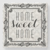 Zuhause Sweet Zuhause Black Frame Steinuntersetzer (Vorderseite)