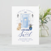 Zuhause Sweet Zuhause Blue Coastal Watercolor Fron Ankündigung (Stehend Vorderseite)