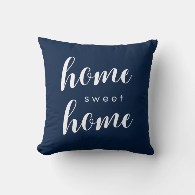 Zuhause Sweet Zuhause Blue Pillow Kissen (Vorderseite)