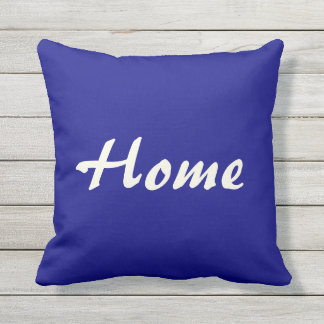Zuhause Sweet Zuhause Blue und Beige Außenpolster Kissen