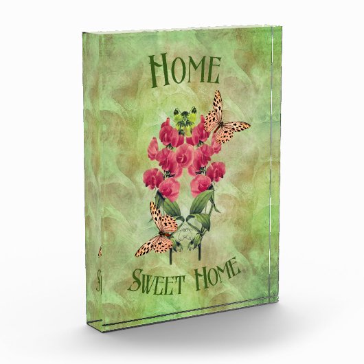 Zuhause Sweet Zuhause Blume und Schmetterlinge Fotoblock (Links)