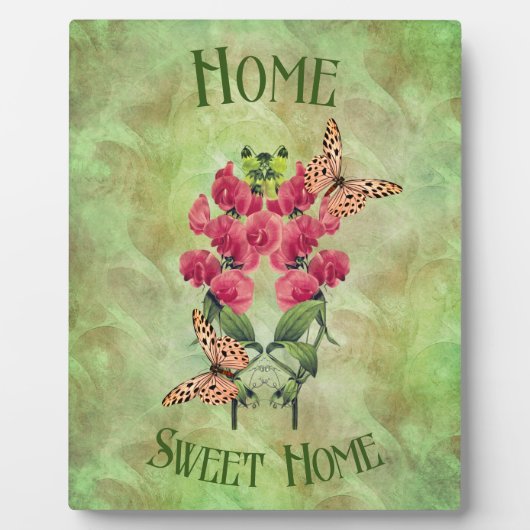 Zuhause Sweet Zuhause Blume und Schmetterlinge Fotoplatte (Vorderseite)