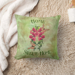 Zuhause Sweet Zuhause Blume und Schmetterlinge Kissen