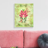 Zuhause Sweet Zuhause Blume und Schmetterlinge Leinwanddruck (Insitu (Wohnzimmer))