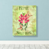 Zuhause Sweet Zuhause Blume und Schmetterlinge Leinwanddruck (Insitu (Holzboden))