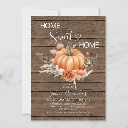 Zuhause Sweet Zuhause Boho Pumpkin Housewarming Pa Einladung (Vorderseite)