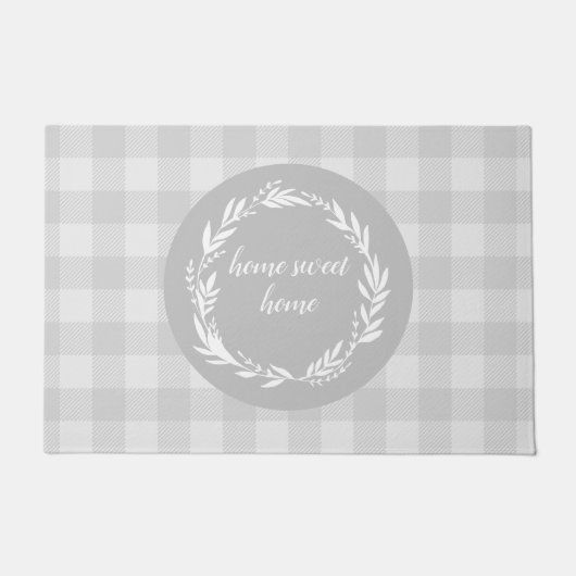 Zuhause Sweet Zuhause Buffalo Karo Pattern Grau Fußmatte (Vorderseite)