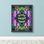 Zuhause Sweet Zuhause Butterfly Blume Abstrakt Leinwanddruck (Insitu (Holzboden))
