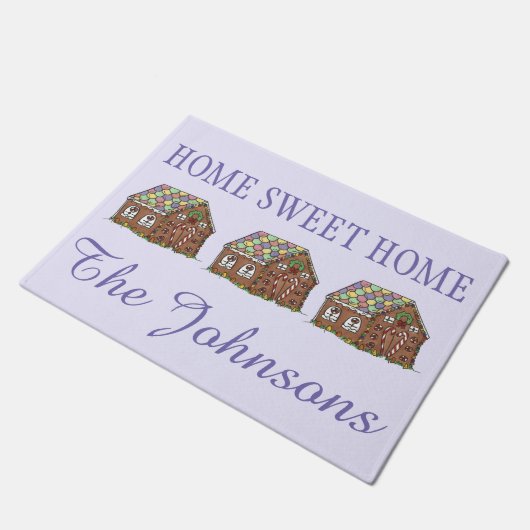 Zuhause Sweet Zuhause Candy Christmas Gingerbrot H Fußmatte (Schrägansicht)