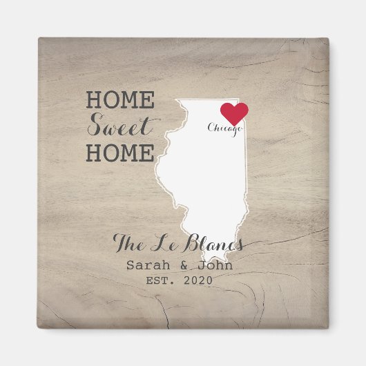 Zuhause Sweet Zuhause | Chicago Illinois Rustic Wo Magnet (Vorne)