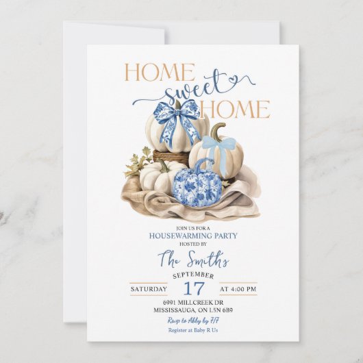 Zuhause Sweet Zuhause Chinoiserie Pumpkin Housewar Einladung (Vorderseite)