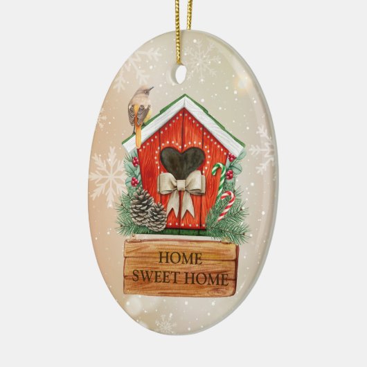 Zuhause Sweet Zuhause Christmas Birdhouse Keramik Ornament (Links)