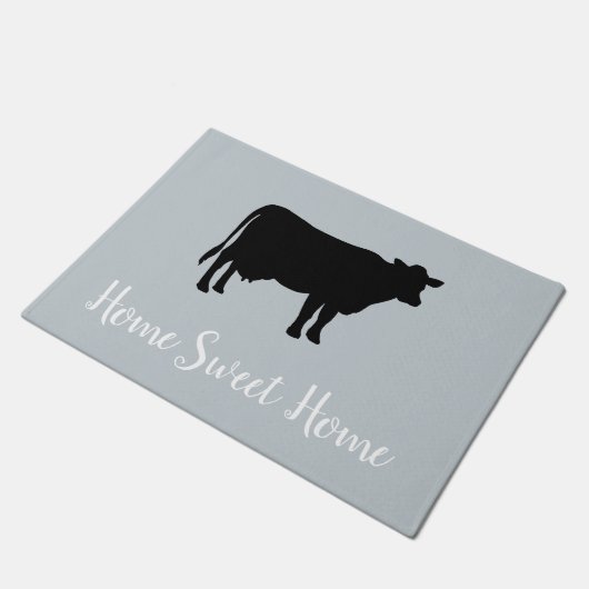 Zuhause Sweet Zuhause Cow Bauernhof Grauer Bodenma Fußmatte (Schrägansicht)