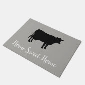 Zuhause Sweet Zuhause Cow Bauernhof Grauer Bodenma Fußmatte (Schrägansicht)