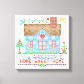 Zuhause Sweet Zuhause Cross Stitch House Personali Leinwanddruck (Vorderseite)