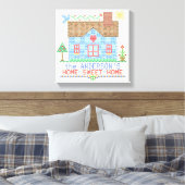 Zuhause Sweet Zuhause Cross Stitch House Personali Leinwanddruck (Insitu (Schlafzimmer))