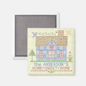 Zuhause Sweet Zuhause Cross Stitch House Personali Magnet (Vorderseite/Rückseite)