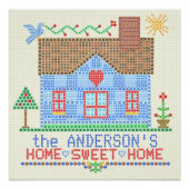 Zuhause Sweet Zuhause Cross Stitch House Personali Poster (Vorderseite)