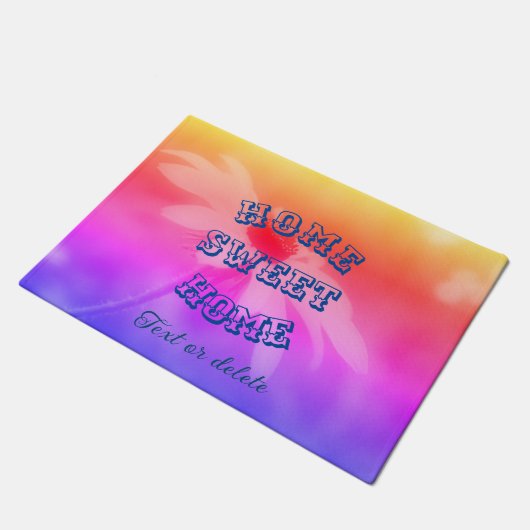 Zuhause Sweet Zuhause Daisy Blume Personalisiert Fußmatte (Schrägansicht)