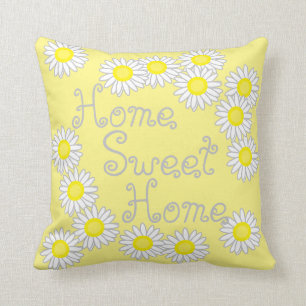 Zuhause Sweet Zuhause Daisy White und Yellow Kissen