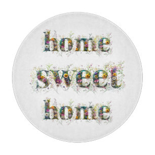 ZUHAUSE SWEET ZUHAUSE Dekortext in Wildblumen Schneidebrett
