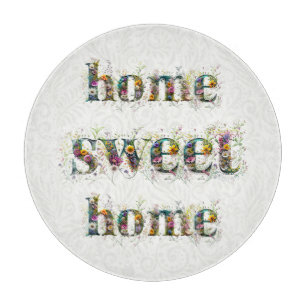 ZUHAUSE SWEET ZUHAUSE Dekortext in Wildblumen Schneidebrett
