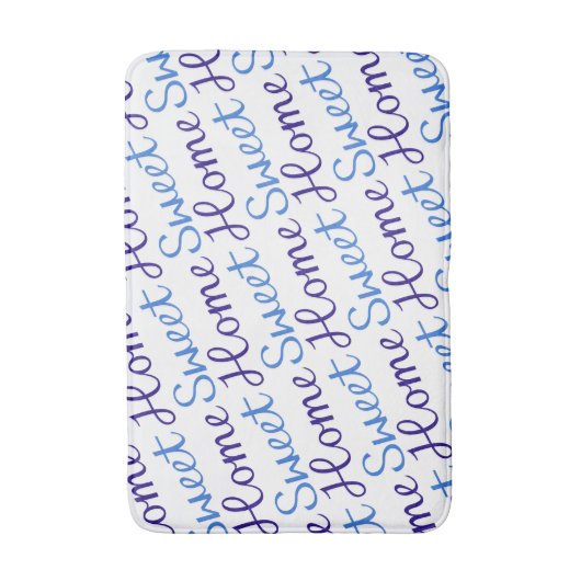 Zuhause Sweet Zuhause Diagonal Rpt Script Ptn Blue Badematte (Vorderseite Vertikal)
