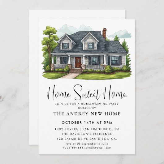 Zuhause Sweet Zuhause Einladung (Vorne/Hinten)