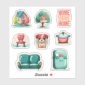 "Zuhause Sweet Zuhause" Erwärmung Stickers Set Aufkleber (Blatt)