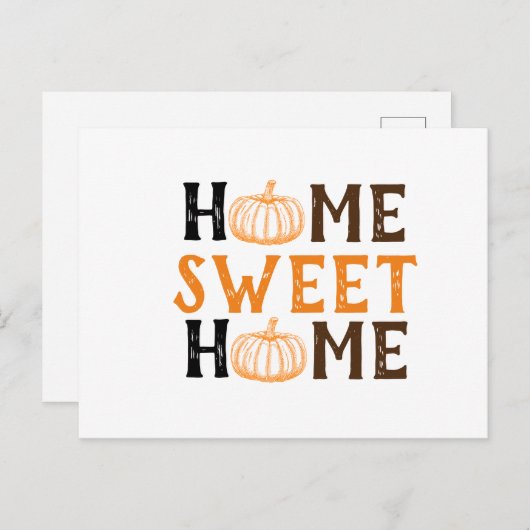 Zuhause Sweet Zuhause Fall Pumpkin Postcard Postkarte (Vorne/Hinten)