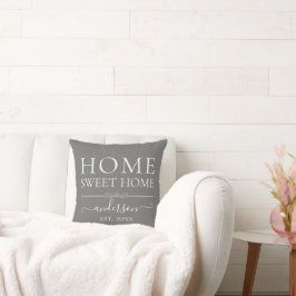Zuhause Sweet Zuhause | Family name Year Grau Kissen