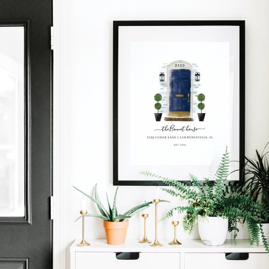 Zuhause Sweet Zuhause Family Navy Blue Watercolor Poster
