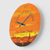Zuhause Sweet Zuhause Family Sailboat Sunset 1300 Große Wanduhr (Winkel)