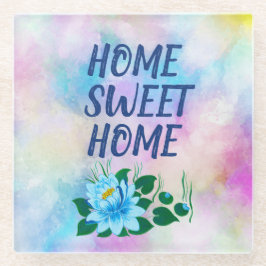 Zuhause Sweet Zuhause, farbenfroher Wasserfarbente Glasuntersetzer