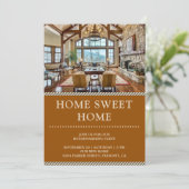 Zuhause Sweet Zuhause Foto Brown Housewarming Part Einladung (Stehend Vorderseite)