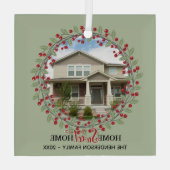 Zuhause Sweet Zuhause Foto Wreath Christmas Tree Ornament Aus Glas (Rückseite)