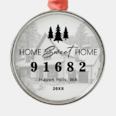 Zuhause Sweet Zuhause Foto Zip-Code Ornament Aus Metall (Vorne)