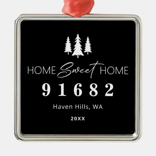 Zuhause Sweet Zuhause Foto Zip-Code Ornament Aus Metall (Vorne)