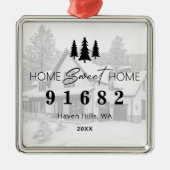 Zuhause Sweet Zuhause Foto Zip-Code Ornament Aus Metall (Vorne)