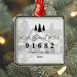 Zuhause Sweet Zuhause Foto Zip-Code Ornament Aus Metall