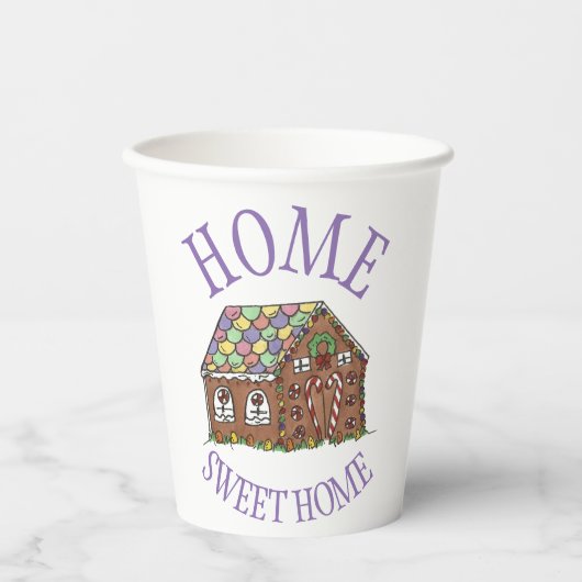 Zuhause Sweet Zuhause Gingerbrot House Holiday Pappbecher (Vorderseite)