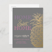 Zuhause Sweet Zuhause, Gold Ananas Neue Adresse Ankündigungspostkarte (Vorne/Hinten)