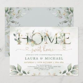 Zuhause Sweet Zuhause Greenery Gold Housewarming P Einladung