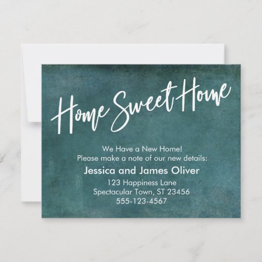 Zuhause Sweet Zuhause Grunge Aquamarin Ankündigung (Vorderseite)