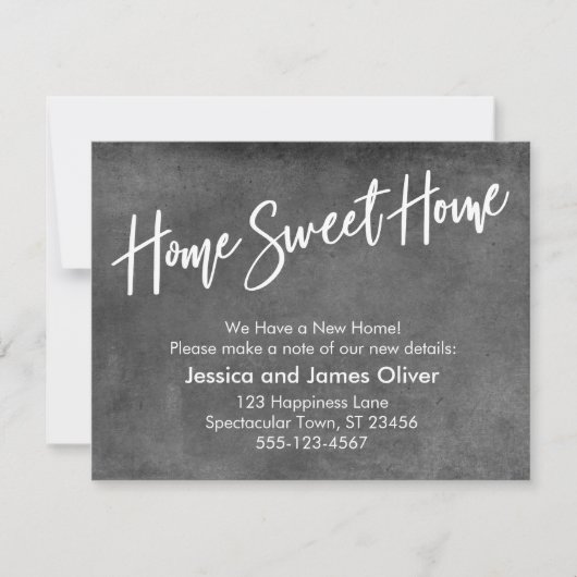 "Zuhause Sweet Zuhause" Grunge Gray Ankündigung (Vorderseite)