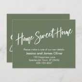 Zuhause Sweet Zuhause Handwriting Olive Ankündigun Einladung (Vorne/Hinten)